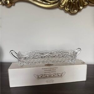 Godinger Crystal Cracker Tray with Silver Accents